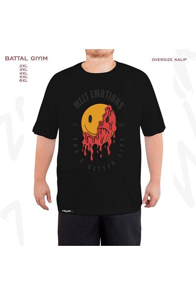 ZOKAWEAR Μαύρο μπλουζάκι Oversize Melt Emotions Melted Feelings με στάμπα μεγάλου μεγέθους