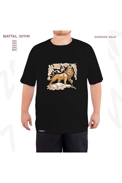 ZOKAWEAR Tricou oversize cu imprimeu cu leu Battal (Bol) Mold negru