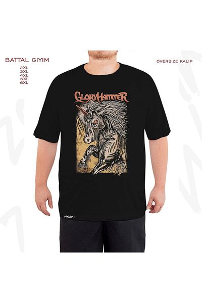 ZOKAWEAR Μαύρο μπλουζάκι Oversize Gloryhammer Printed Battal (Bol) Mold