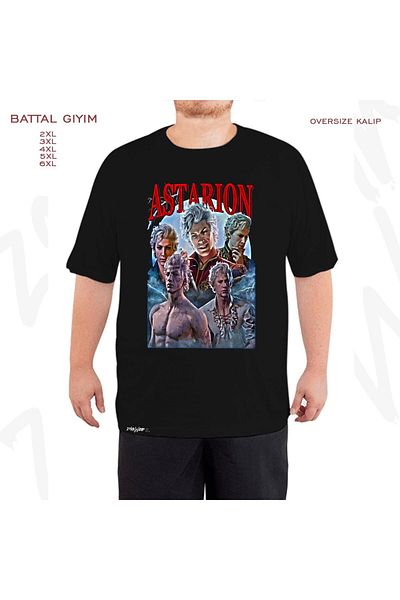 ZOKAWEAR Oversize Astarion The Vampire Printed Battal (Bol) Mold Μαύρο T-Shirt
