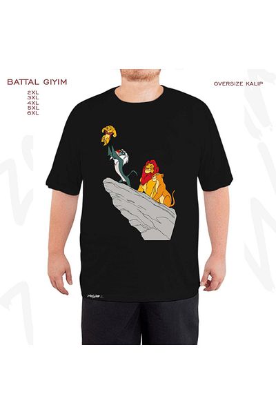 ZOKAWEAR Oversize Lion King 2 εμπριμέ μαύρο μπλουζάκι με φόρμα μεγάλου μεγέθους