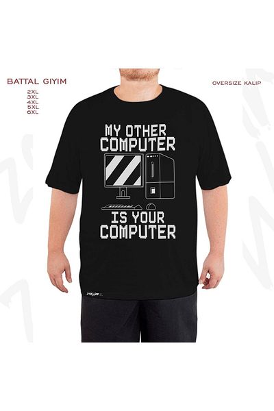 ZOKAWEAR Oversize Hacker Computer Printed Battal (Bol) Mold Μαύρο T-Shirt