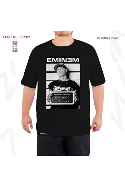 ZOKAWEAR Υπερμεγέθη Eminem Slim Shady Printed Oversize (Bol) Μαύρο T-Shirt
