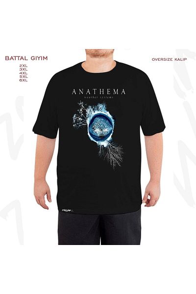 ZOKAWEAR Oversize Weather Systems Anathema Printed Battal (Bol) Μαύρο T-Shirt