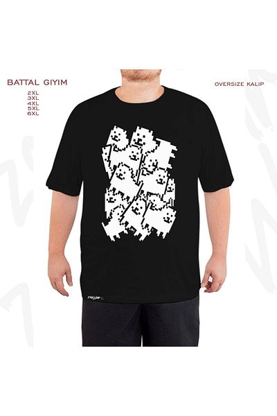 ZOKAWEAR Oversize Undertale Annusing Dog Printed Battal (Bol) Mold Μαύρο T-Shirt
