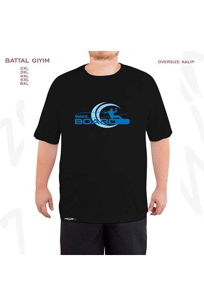 ZOKAWEAR Oversize Wakeboard Shirt Wakeboard Printed Oversize (Bol) Fit Black Tee Shirt