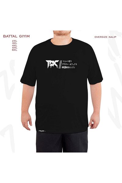 ZOKAWEAR Υπερμεγέθη T3C Japan Printed Battal (Bol) Μαύρο T-Shirt