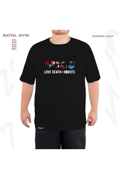ZOKAWEAR Μαύρο μπλουζάκι με τυπωμένο λογότυπο Love Death Robots Oversize