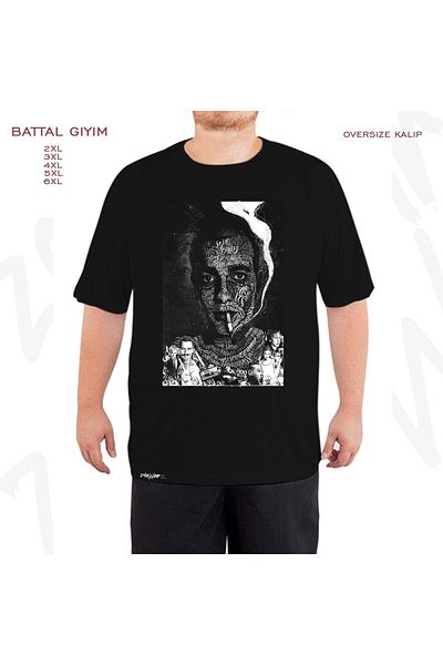 ZOKAWEAR Μαύρο μπλουζάκι Oversize Trainspotting Printed Battal (Bol) Mold
