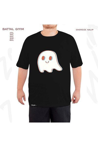ZOKAWEAR Μαύρο μπλουζάκι Oversize Acid Ghost Printed Battal (Bol) Mold