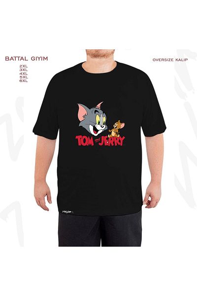 ZOKAWEAR Imprimat personalizat Tom și Jerry - Tricou negru Battal Mold