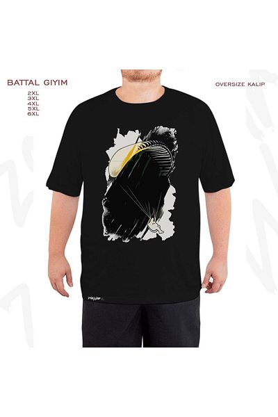 ZOKAWEAR Υπερμεγέθη αλεξίπτωτο αλεξίπτωτο αλεξίπτωτο με προσαρμοσμένη εκτύπωση Battal (Bol) Mold Μαύρο T-shirt