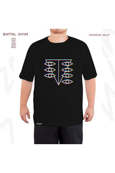 ZOKAWEAR Μαύρο μπλουζάκι Oversize Neon Genesis Evangelion Seele με στάμπα μεγάλου μεγέθους