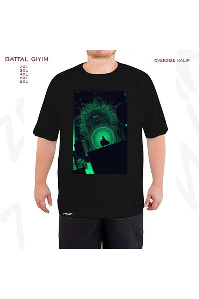 ZOKAWEAR Oversize Doctor Strange Printed Battal (Bol) Mold Μαύρο T-Shirt