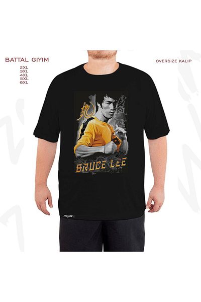 ZOKAWEAR Μαύρο μπλουζάκι με στάμπα Bruce Lee Oversize Tracksuit