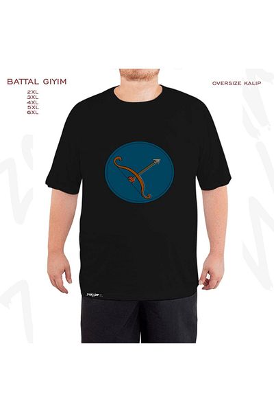 ZOKAWEAR Tricou negru oversize Archery Chb Bead Printed Battal (Bol) Mold