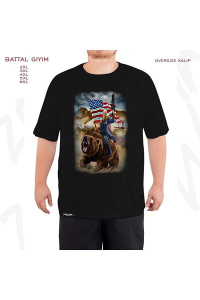 ZOKAWEAR Donald Printed Oversize Black T-Shirt - Republican President των ΗΠΑ, Battal Fit