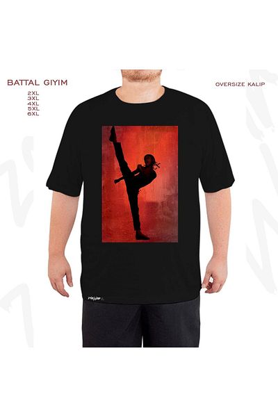 ZOKAWEAR Μαύρο μπλουζάκι Oversize Karate (το Karate Kid) με στάμπα μεγάλου μεγέθους