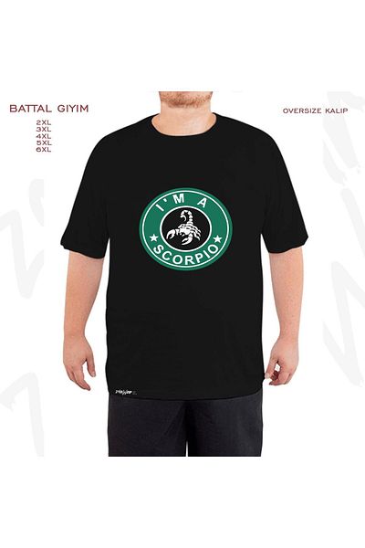ZOKAWEAR Oversize Scorpio Scorpio Printed Battal (Bol) Mold Μαύρο T-Shirt