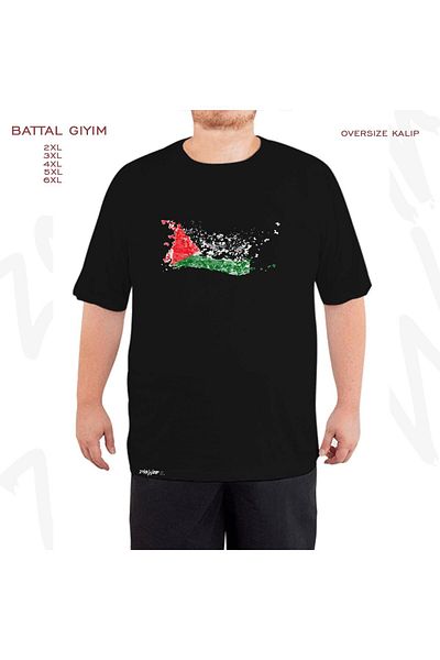 ZOKAWEAR Μαύρο μπλουζάκι με στάμπα με σημαία Παλαιστίνης Flying Birds Oversize