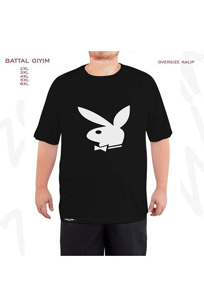 ZOKAWEAR Μαύρο μπλουζάκι με στάμπα μεγάλου μεγέθους Playboy