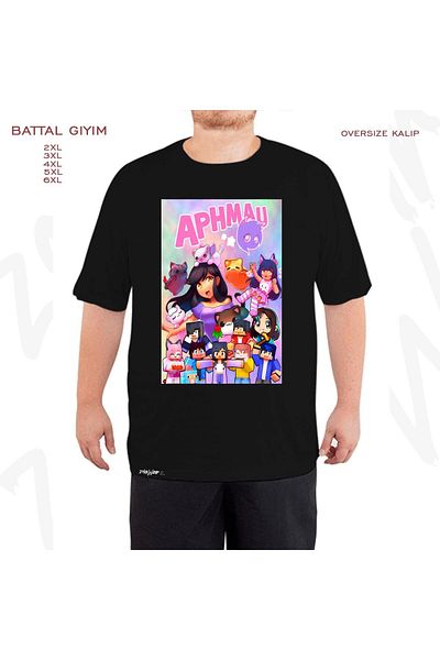 ZOKAWEAR Голяма черна тениска с принт на сладък арт от Aphmau