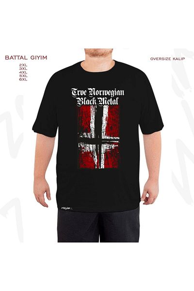 ZOKAWEAR Μαύρο μπλουζάκι Oversize Trve Norwegian Black Metal Printed T-shirt - Battal Fit