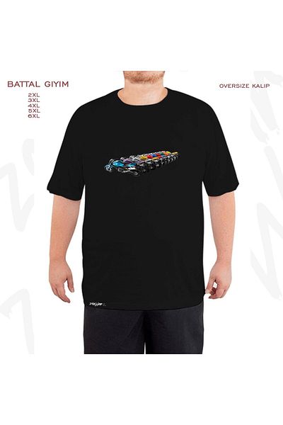 ZOKAWEAR Μαύρο μπλουζάκι με στάμπα Ducati Oversize Battal (Bol) Fit