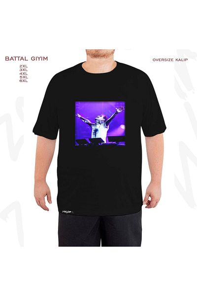 ZOKAWEAR Oversize Armin Van Buur Printed Battal (Bol) Mold Μαύρο T-Shirt