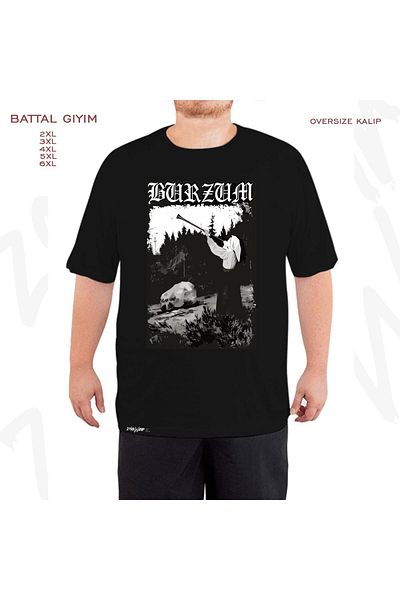 ZOKAWEAR Oversize Burzum v2 Printed Battal (Bol) Μαύρο T-Shirt