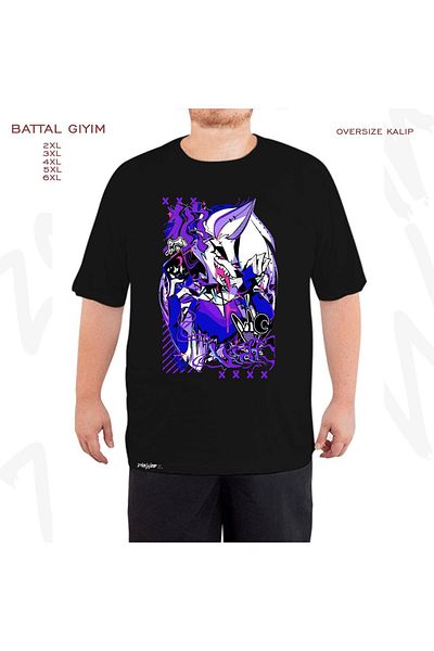 ZOKAWEAR Υπερμεγέθη μαύρο μπλουζάκι Helluva Boss Loona με στάμπα μεγάλου μεγέθους
