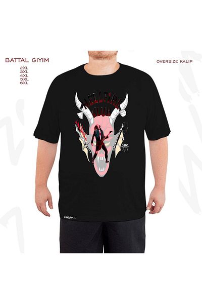 ZOKAWEAR Stranger Things Eddie Munson Guitar Printed Oversize Μαύρο T-Shirt - King Fit