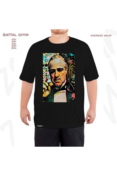 ZOKAWEAR Oversize Abstract Of The Godfather Printed Battal (Bol) Mold Μαύρο T-Shirt