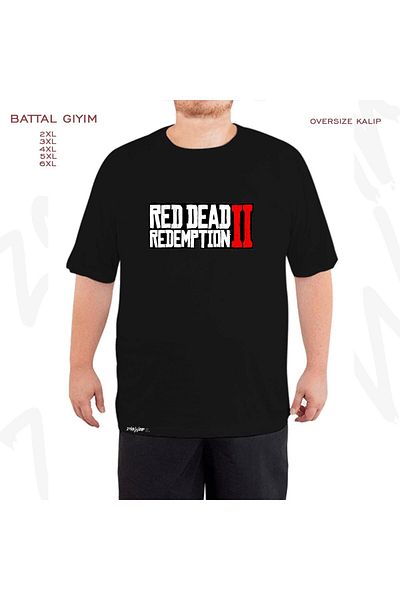 ZOKAWEAR Oversize Red Dead Redemption 2 V2 Printed Oversize (Bol) Fit Black T-Shirt