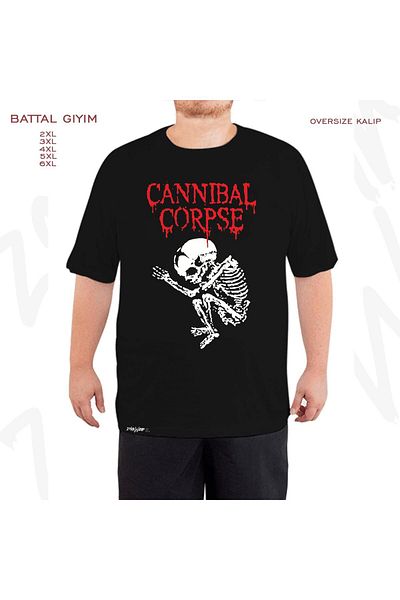 ZOKAWEAR Oversize Cannibal Corpse Printed Battal (Bol) Mold Μαύρο T-Shirt