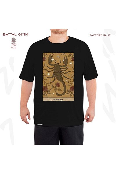ZOKAWEAR Oversize Scorpio v4 Printed Battal (Bol) Mold Μαύρο T-Shirt