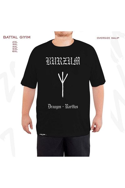 ZOKAWEAR Oversize Burzum, Draugen Rock Metal Band Printed Battal (Bol) Mold Μαύρο T-Shirt