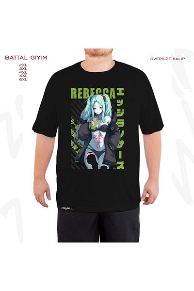 ZOKAWEAR Cyberpunk Edgerunners Rebecca Printed - Μαύρο T-Shirt Battal Mold