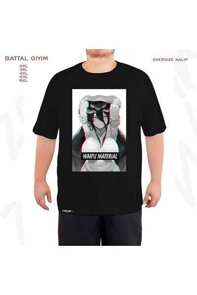 ZOKAWEAR Overlord Albedo Waifu Patterned - Μαύρο Oversize T-Shirt