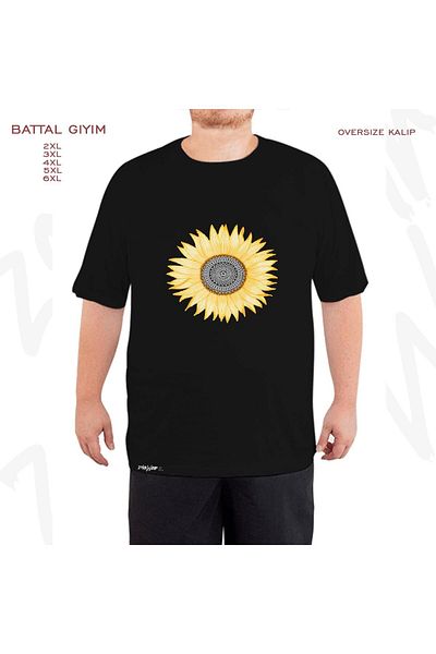 ZOKAWEAR Μαύρο μπλουζάκι Oversize με στάμπα ηλίανθου