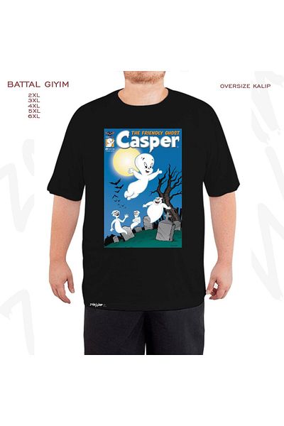 ZOKAWEAR Casper The Friendly Ghost Printed - Μαύρο Oversize T-Shirt