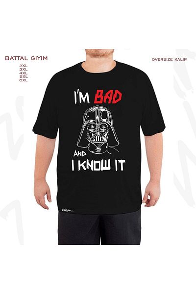 ZOKAWEAR Oversize Bad Darth Vader Printed Battal (Bol) Mold Μαύρο T-Shirt