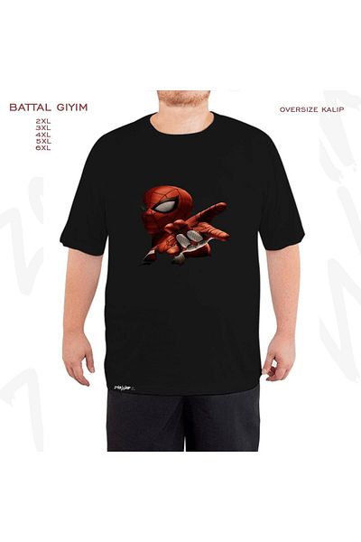 ZOKAWEAR Μαύρο μπλουζάκι μεγάλου μεγέθους spiderman 1 με στάμπα μεγάλου μεγέθους