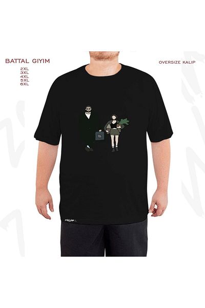 ZOKAWEAR Μαύρο μπλουζάκι με στάμπα μεγάλου μεγέθους Walk Movie Leon