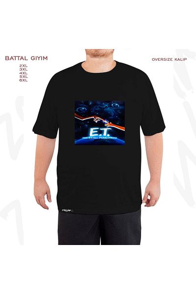ZOKAWEAR Oversize E.t. Extra printed Battal (Bol) Mold Μαύρο T-Shirt