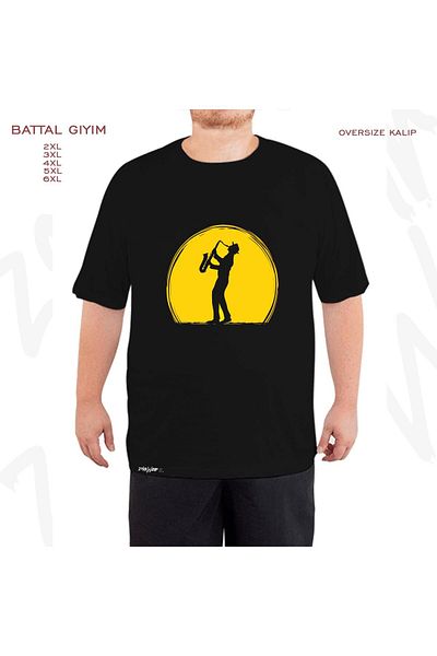 ZOKAWEAR Μαύρο μπλουζάκι με στάμπα μεγάλου μεγέθους καλλιτέχνη τζαζ