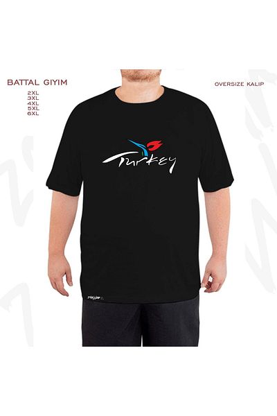 ZOKAWEAR Μαύρο μπλουζάκι Oversize Turkey Tourism Tulip με στάμπα μεγάλου μεγέθους (πολύ)