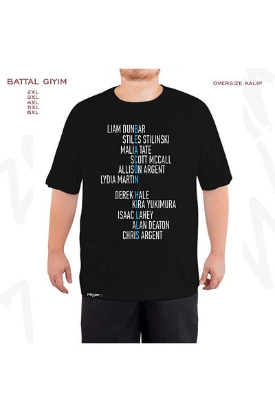 ZOKAWEAR Μαύρο μπλουζάκι Oversize Teen Wolf Beacon Hills με στάμπα μεγάλου μεγέθους