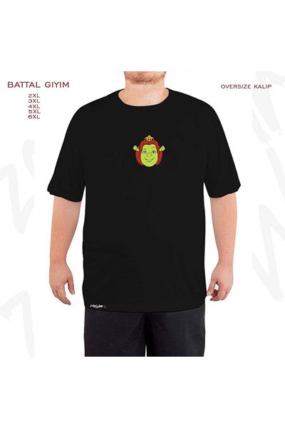 ZOKAWEAR Shrek Princess Fiona Printed Oversize Μαύρο T-Shirt - Battal Fit