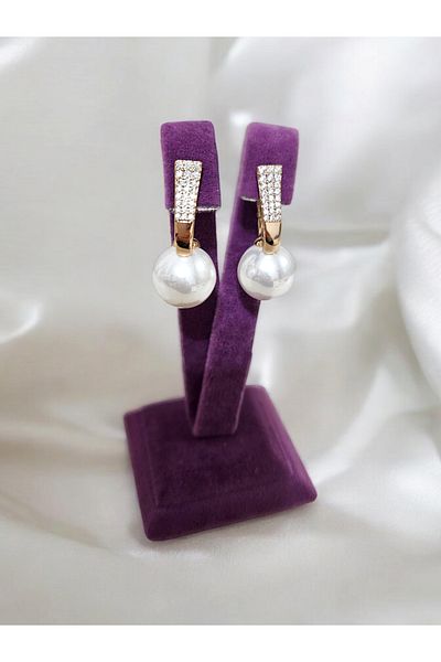 XUPING JEWELRY أقراط متدلية من حجر الزركون مع اللؤلؤ